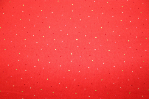 Preview: Designerbaumwollstoff Tiny hearts on red (10 cm)